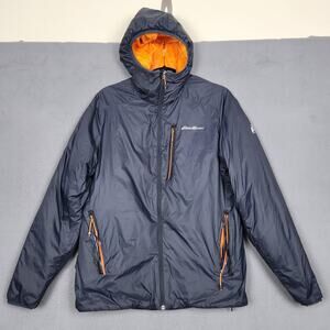 Eddie Bauer EverTherm Jacket Mens Medium Navy Hooded Down Puffer First Ascent